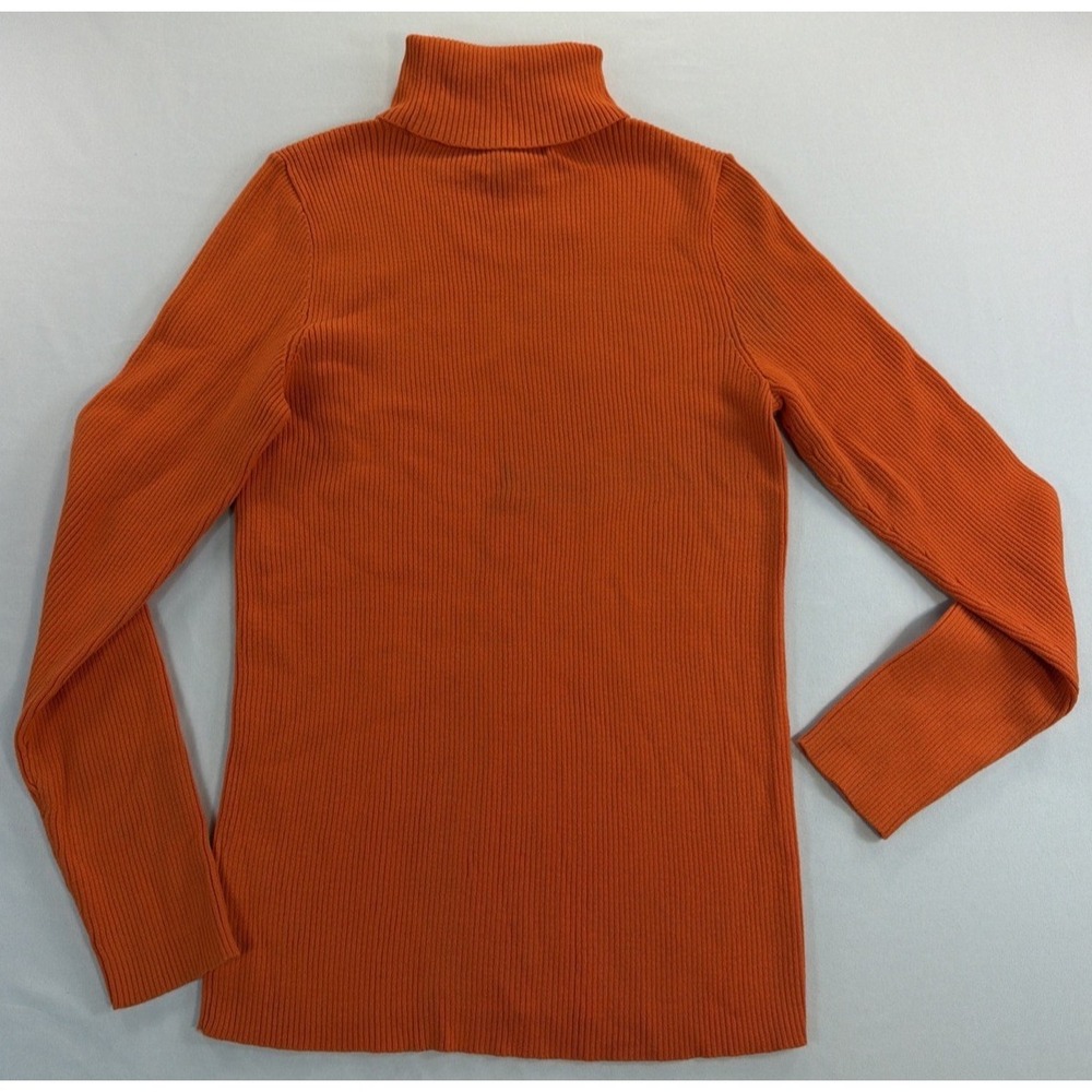 Lauren Ralph Lauren Turtleneck Sweater Women's L Orange Ribbed Knit - Picture 7 of 11